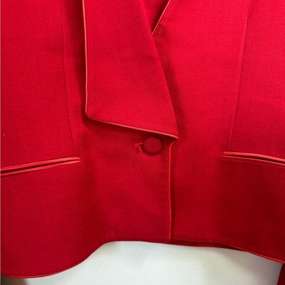 SASSON Vintage 1980 Wool Cropped Blazer Jacket Bolero Lightweight Button Satin - Picture 11 of 16